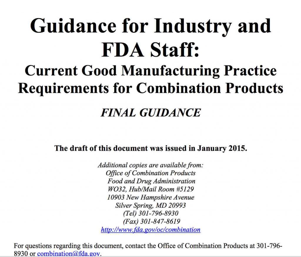 FDAのFINAL GUIDANCE CGMP for combination products(201701) 西山経営研究所